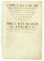 Vault Ayer MS 1515 / Popol Vuh (Title Page)